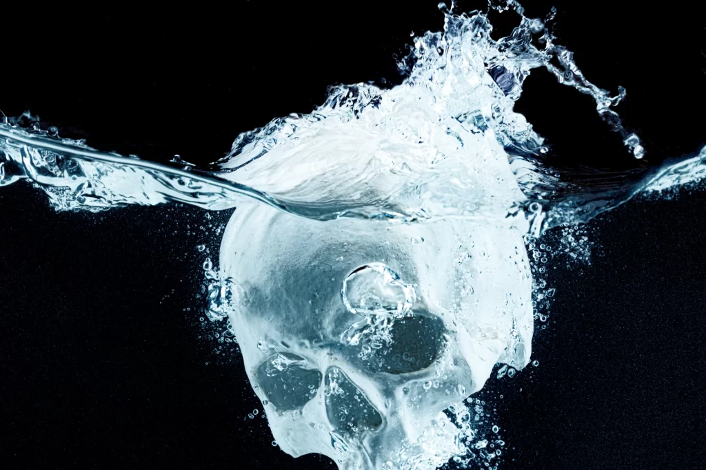 Skull Model Diving into the Water