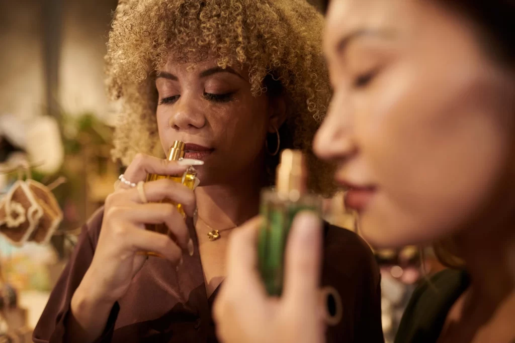 Woman enjoying perfumes